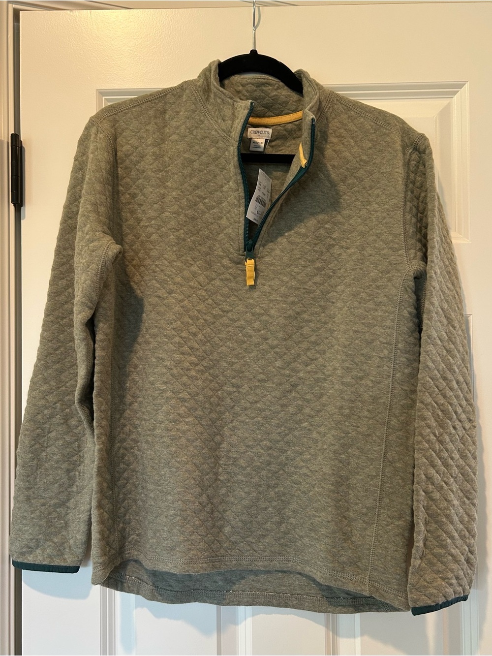 Crewcuts Olive Quilted Half-Zip Sweater with Yellow Zip Accent